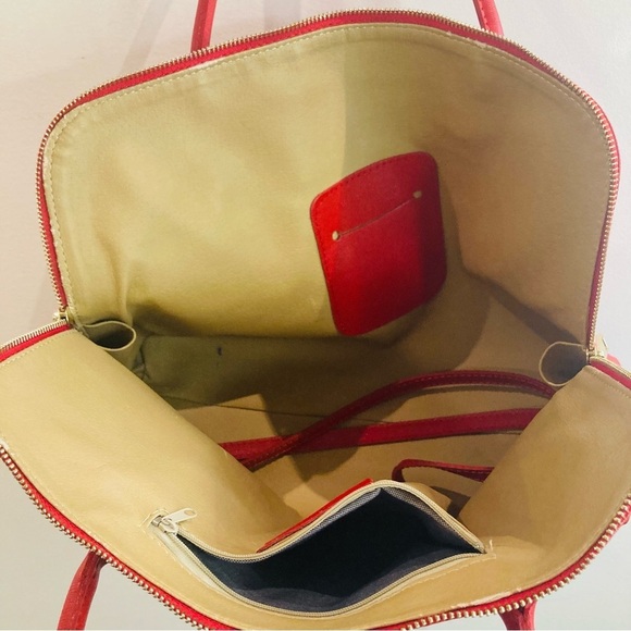 HANDBAG Satchel Leather Made in  Italy Main Compartment and Inside Zipper Pocket - Picture 6 of 11